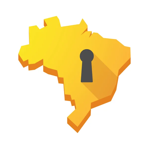 Yellow Brazil map with a key hole — Stock Vector