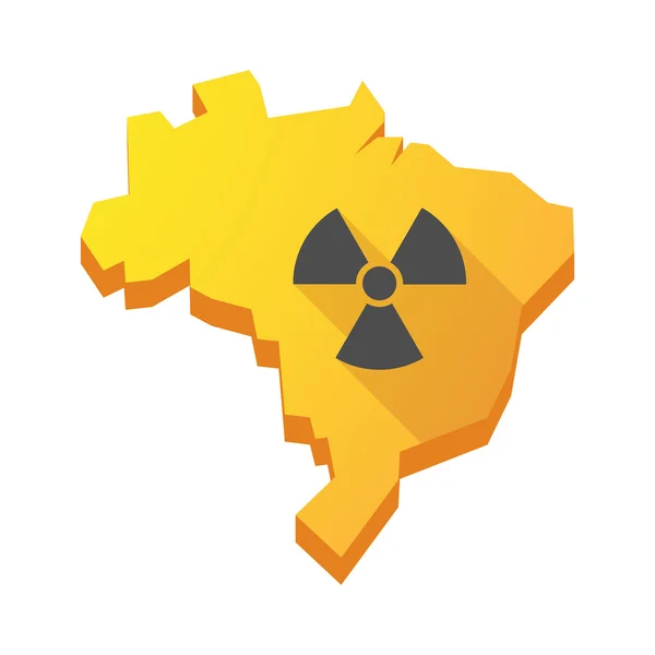 Желтая карта Бразилии со знаком радиоактивности — стоковый вектор