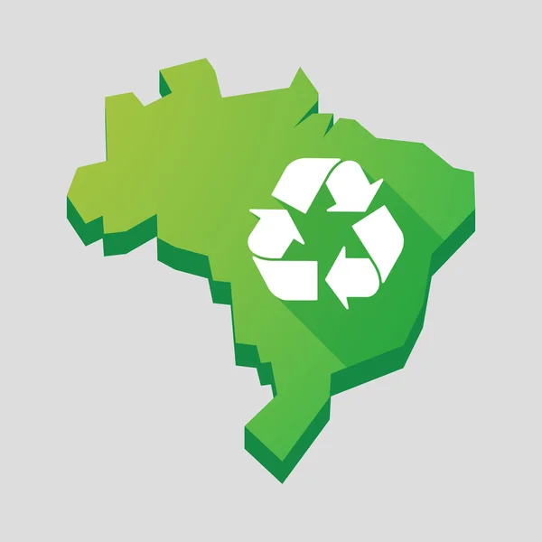 แผนที่บราซิลสีเขียวที่มีป้ายรีไซเคิล — ภาพเวกเตอร์สต็อก