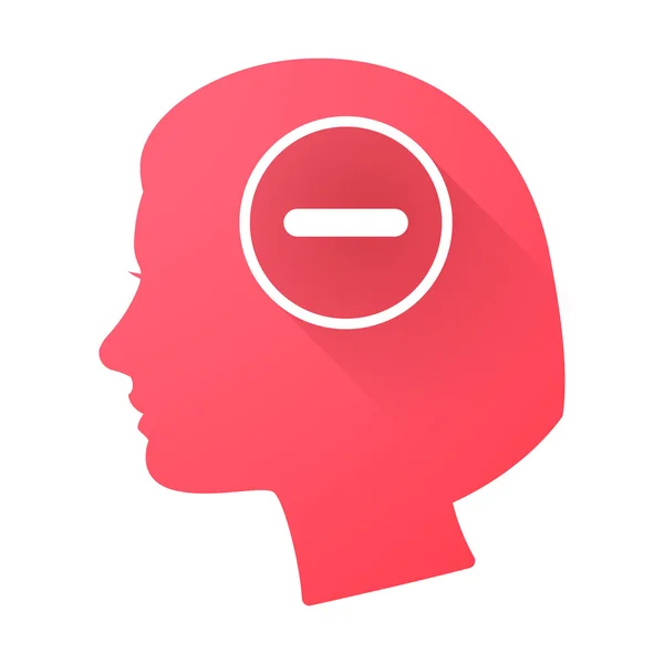 Female head icon with a subtraction sign — Stock Vector