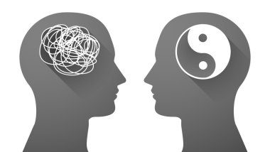 Kafa bir doodle ve ying yang ile ayarla