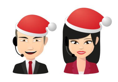 Kadın ve erkek Asya operatörleri avatar seti