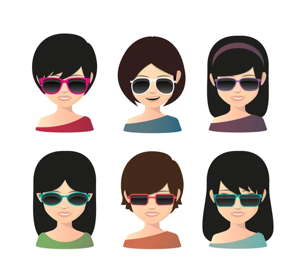 Donna asiatico avatar indossare occhiali da sole — Vettoriale Stock