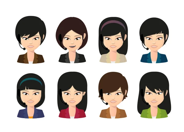 Kvinnliga asiatiska avatar bär huvudet ange — Stock vektor