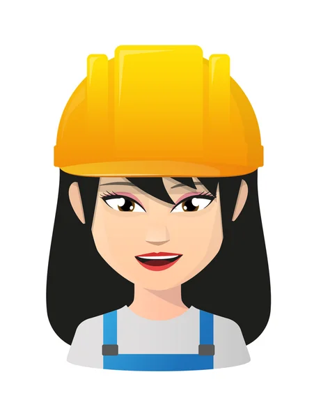 Female asian avatar wearing a working helmet — Stock Vector