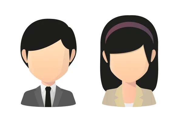 Asiatico femmina e maschio senza volto avatar indossare vestito — Vettoriale Stock