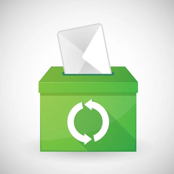 Urne verte avec un panneau de recyclage — Image vectorielle