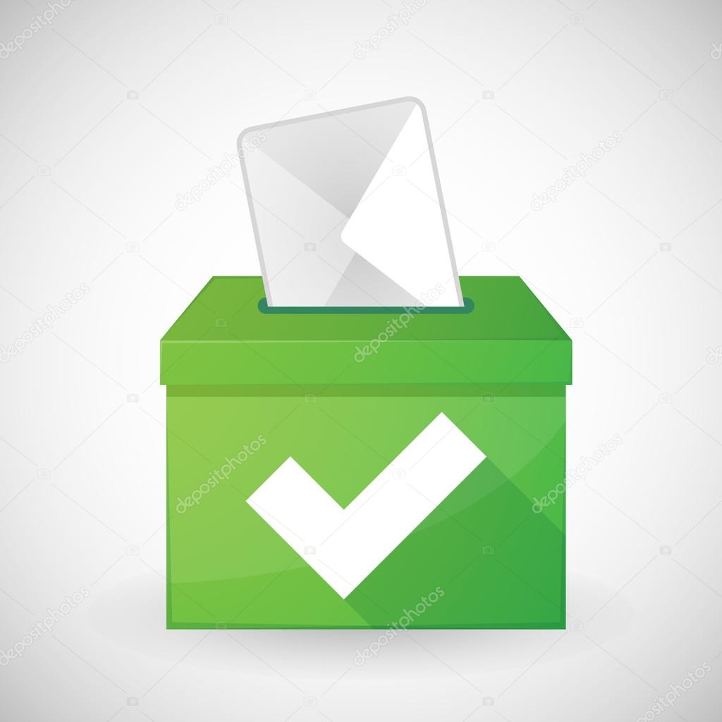 Green ballot box with a check mark