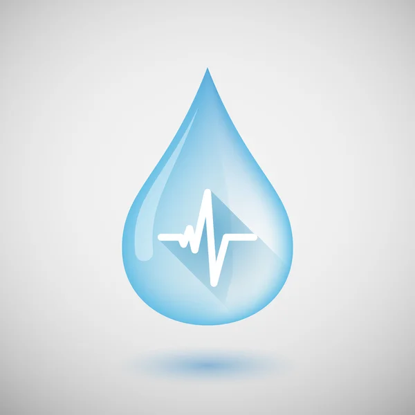 Water drop with a heart beat sign — Stock Vector