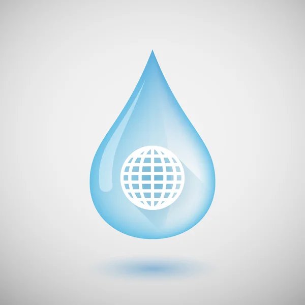 Water drop with a world globe — Stock Vector