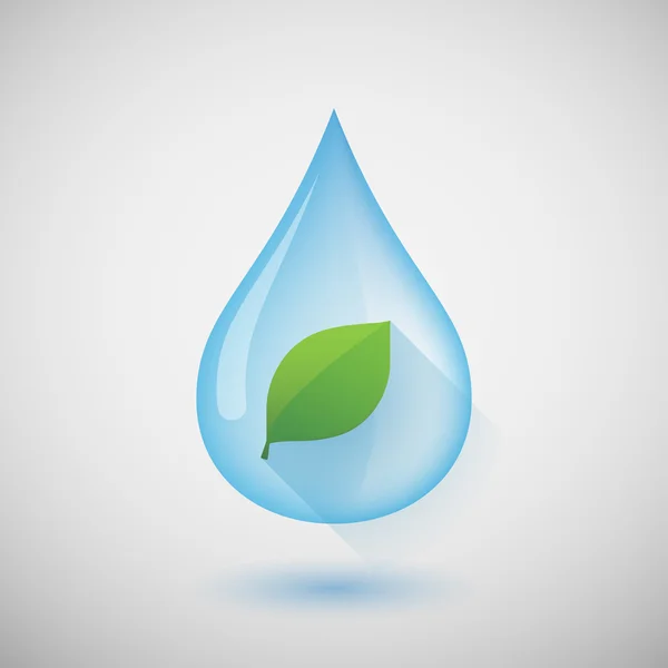 Water drop with a leaf — Stock Vector