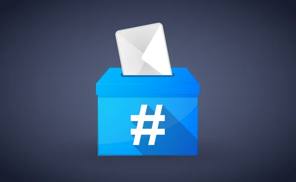 Votación azul con etiqueta de hashtag — Vector de stock