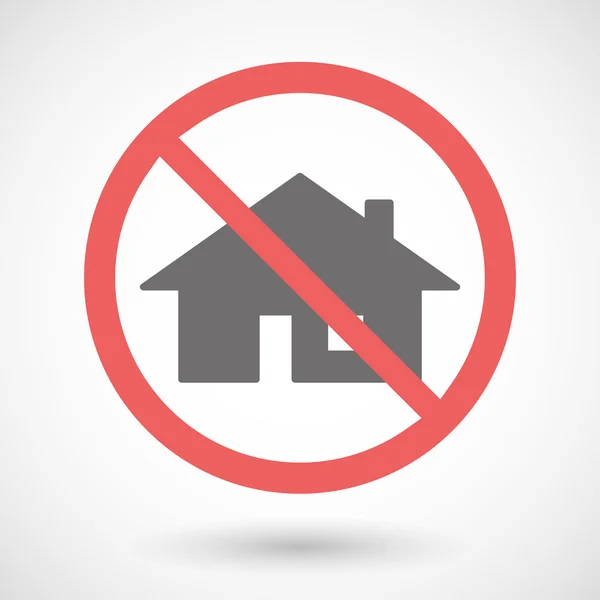 Señal prohibida con una casa — Vector de stock