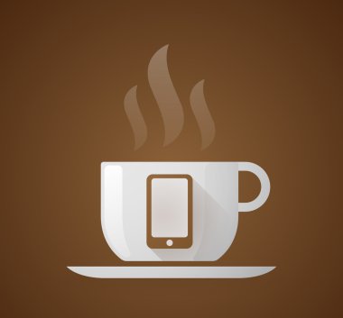 Bir telefon ile kahve fincanı