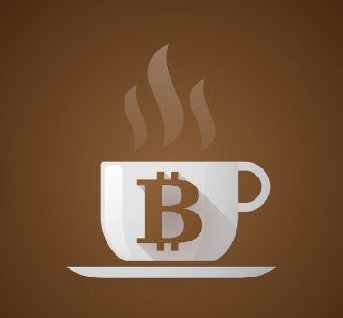 Bitcoin işaretli bir kahve fincanı