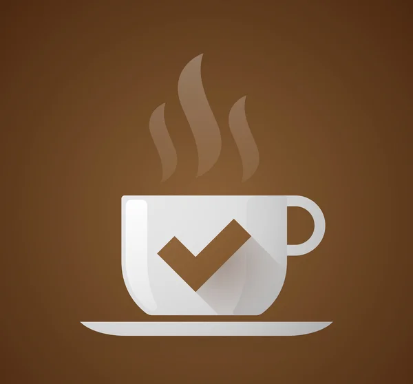 Taza de café con una marca de verificación — Vector de stock