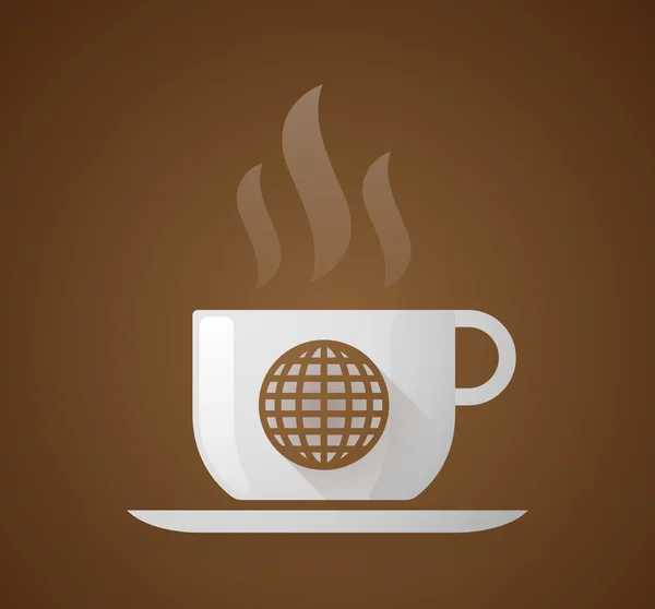 Xícara de café com um globo mundial — Vetor de Stock