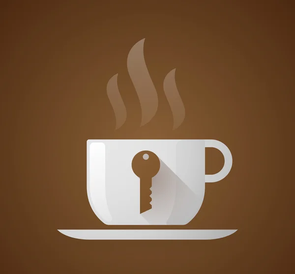 Coffee cup with a key — Stock Vector