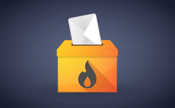 Ballot box with a vote and a flame — Stock Vector