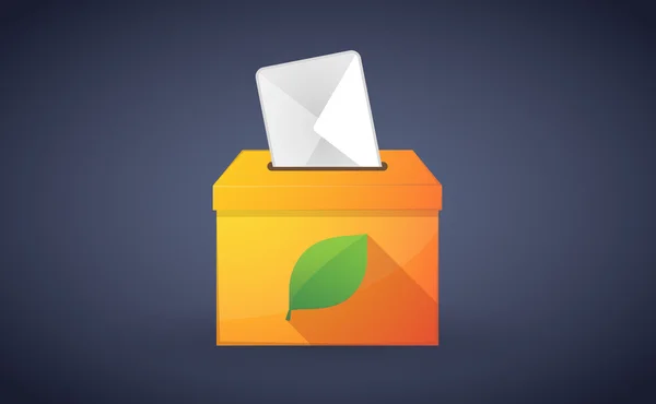Urne avec un vote et une feuille verte — Image vectorielle
