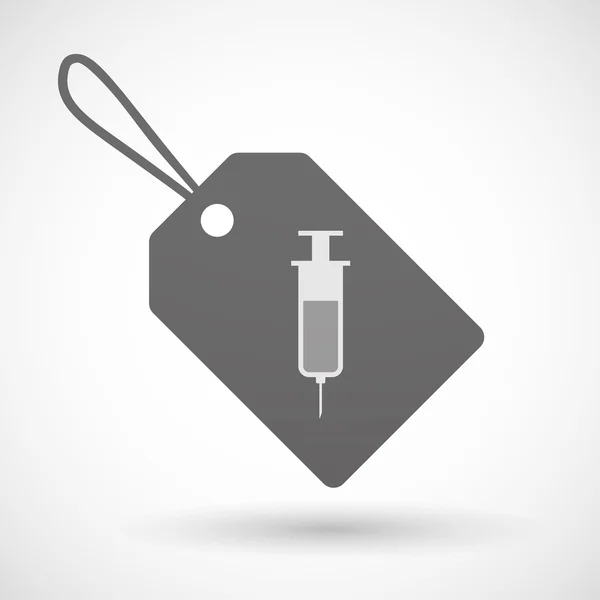 Label pictogram winkelen met een injectiespuit — Stockvector