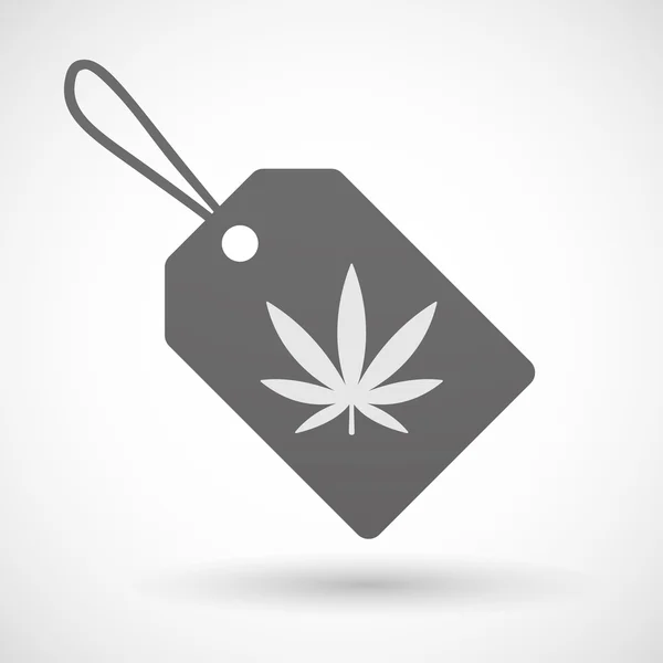 Icono de etiqueta de compra con una hoja de marihuana — Vector de stock