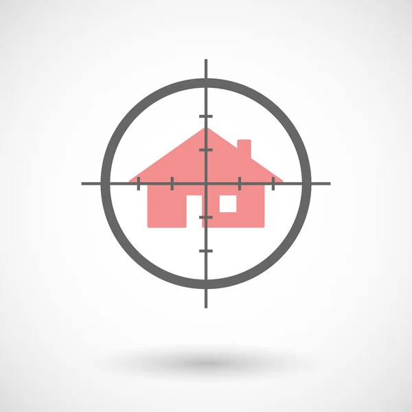 Crosshair icono con una casa — Vector de stock