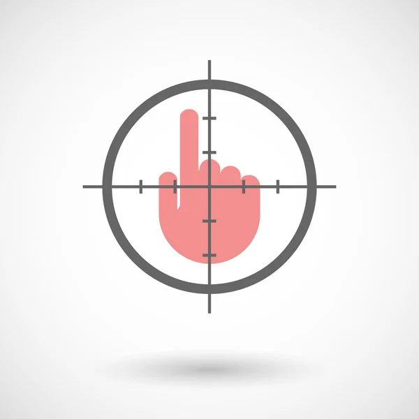 Icona crosshair con una mano che punta — Vettoriale Stock