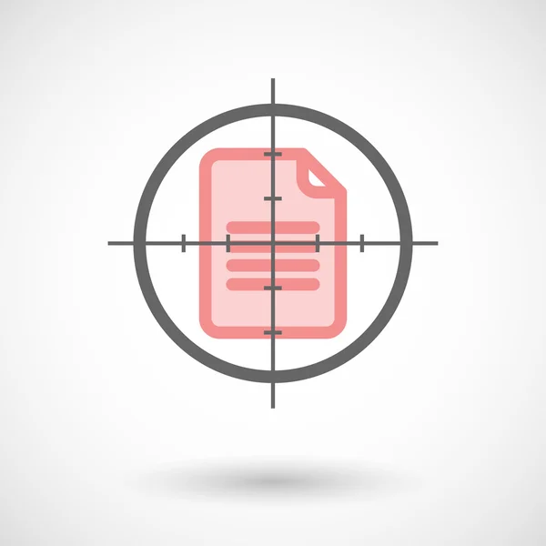 Crosshair icono con un documento — Vector de stock