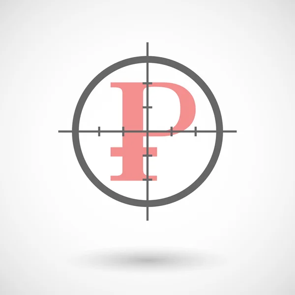 Ícone Crosshair com um sinal de rublo — Vetor de Stock