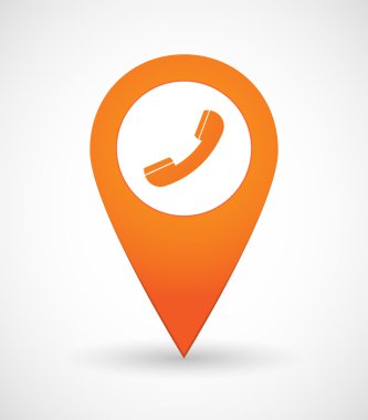 Bir telefon ile harita işareti simgesi