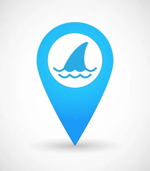 Map mark icon with a shark fin — Stock Vector