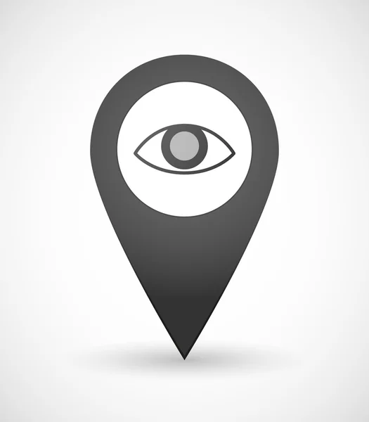Icono de marca de mapa con un ojo — Vector de stock