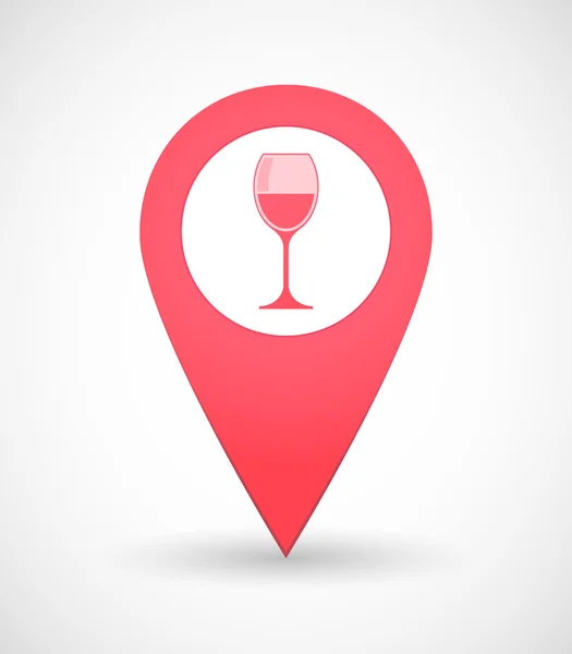 Ícone de marca de mapa com uma xícara de vinho — Vetor de Stock