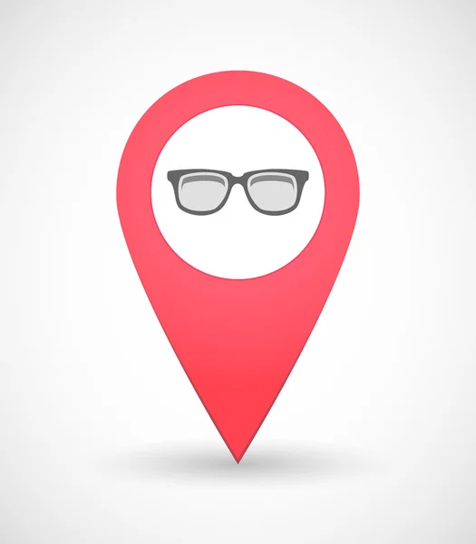 Map mark icon with a glasses — Stock Vector