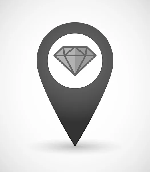 Mark Kaartpictogram met een diamant — Stockvector