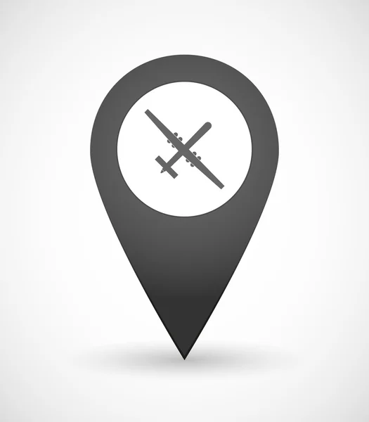 与战争无人机的地图标记图标 — 图库矢量图片