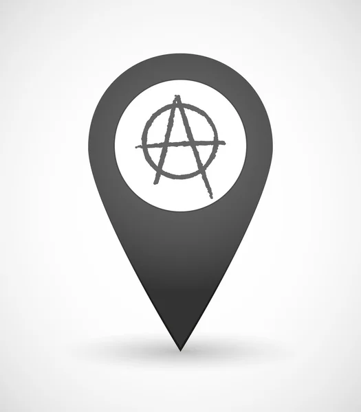 Map mark icon with an anarchy sign — Stock Vector