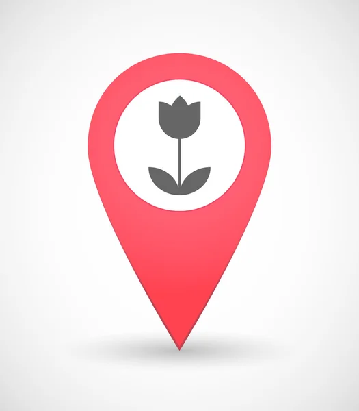 Mappa icona del segno con un tulipano — Vettoriale Stock