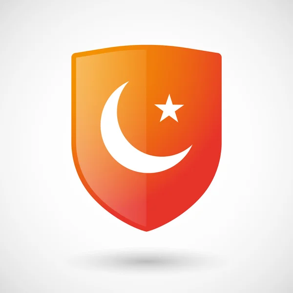 Shield icon with an islam sign — Stock Vector