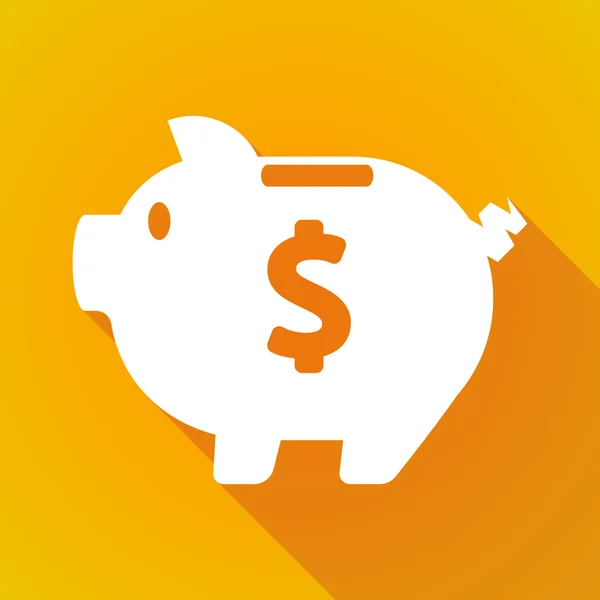 Lange schaduw piggy bank pictogram — Stockvector