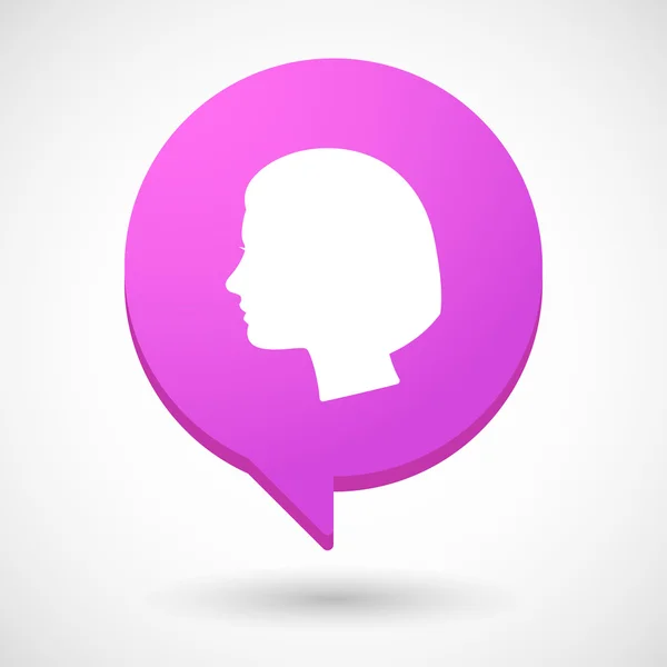 Comic balloon icon with a woman head — Stock Vector