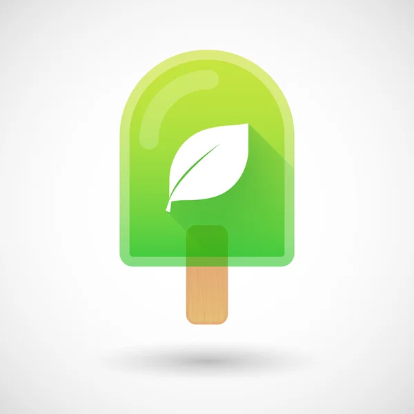 Icono de helado con una hoja — Vector de stock