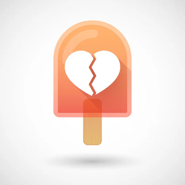 Ice cream icon with a broken heart — Stock Vector