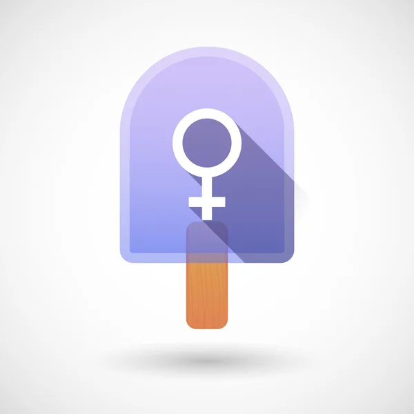 Icono de helado con un signo femenino — Vector de stock