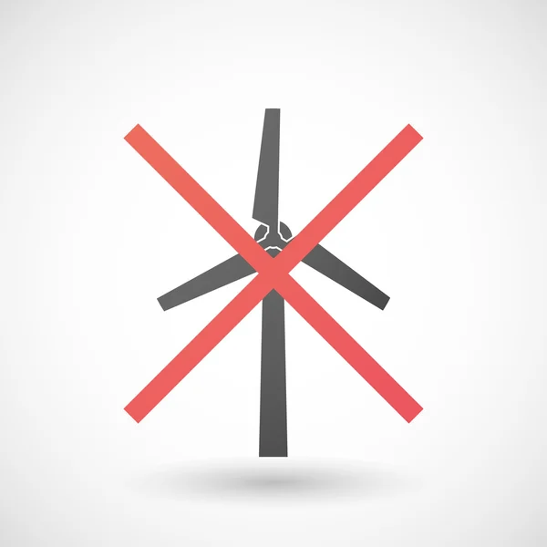 Icône interdite avec un générateur éolien — Image vectorielle