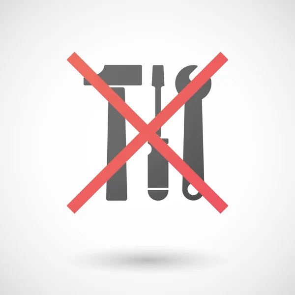 Not allowed icon with a tool set — Stock Vector