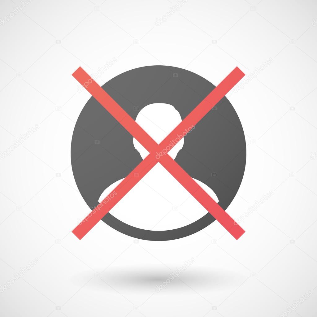 Not allowed icon with a male avatar