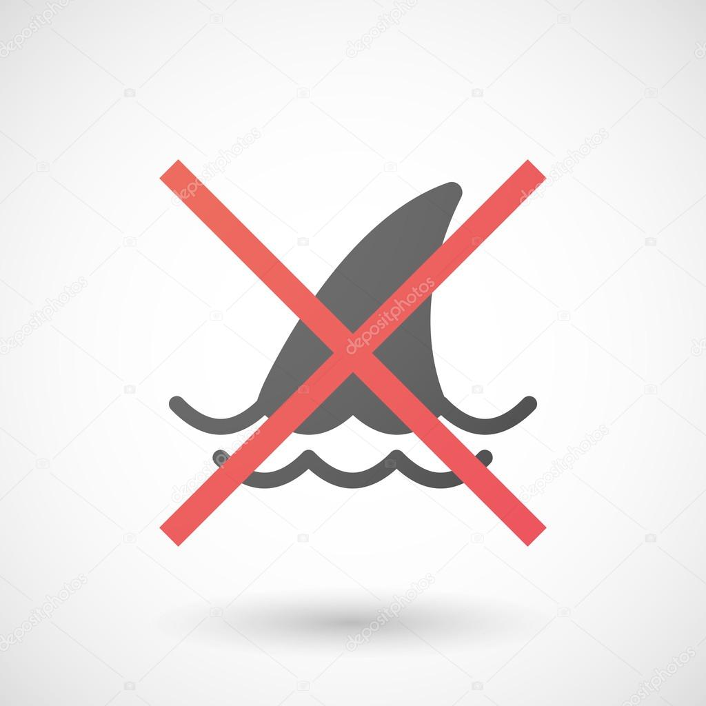 Not allowed icon with a shark fin