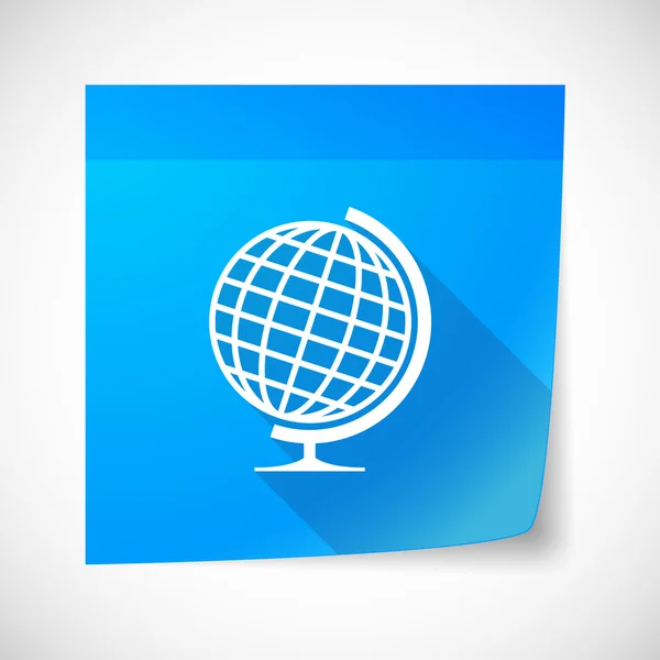 Icona di nota appiccicosa con un globo mondiale — Vettoriale Stock